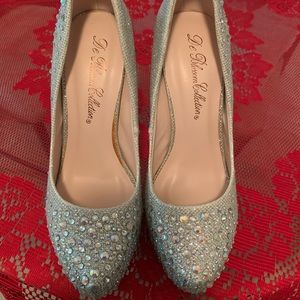 Silver rhinestone stilettos. New in the box